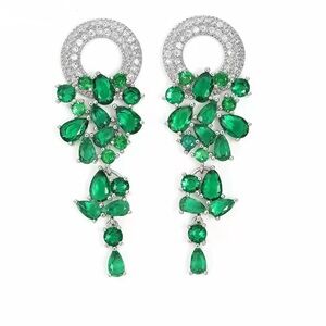 Anthropologie Green and Silver Statement Earrings
